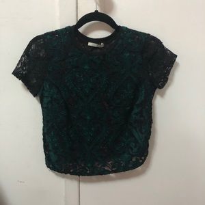 Zara lace green and black top